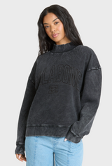 BILLABONG BLACK SANDS SUN WASHED MOCK NECK CREW SWEATER