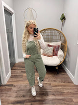 SAMMIE OLIVE GREEN BARREL OVERALL