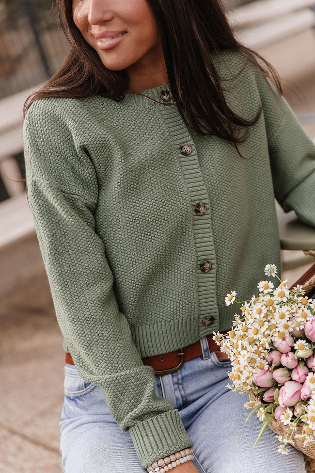 FERN CLOUD KNIT BUTTON FRONT CARDIGAN TOP