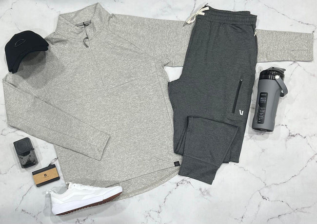 PRANA ICE FLOW HALF ZIP HEATHER GREY