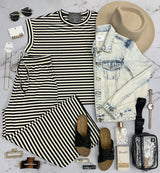 TISHA BLACK STRIPE RIBBED 2 PIECE SET