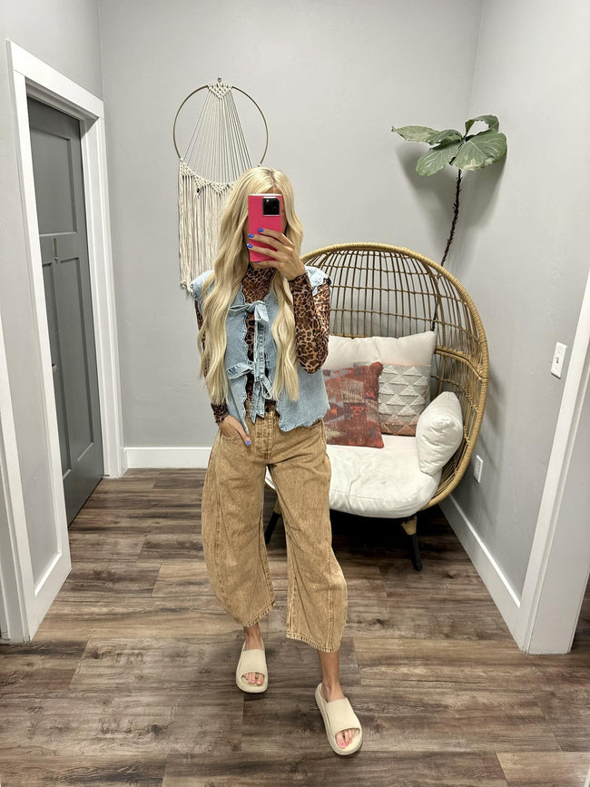 DAYNA LEOPARD MESH LONG SLEEVE BLOUSE TOP
