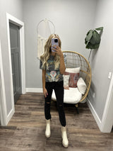 CHARCOAL WILD WEST BULL SKULL TEE