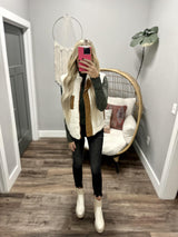 LOTTIE IVORY SHERPA CAMEL TRIM VEST