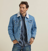 MENS WRANGLER WESTERN SHERPA LINED DENIM JACKET