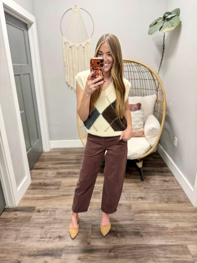 MYLA ARGYLE SWEATER TANK TOP