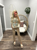 TOBI HIGH RISE STRETCH TOFFEE CARGO PANTS