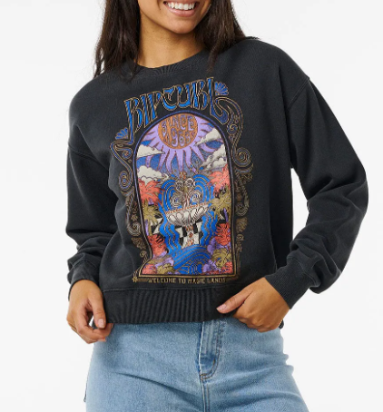 RIP CURL WASHED BLACK ALCHEMY CREW SWEATER