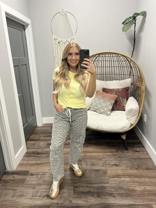 JUDY SUNSHINE SHORT SLEEVE HENLEY TOP