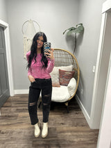 BRYNN PINK WASHED LONG SLEEVE BASIC TOP