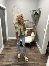 TRACY KHAKI WASH DENIM VEST