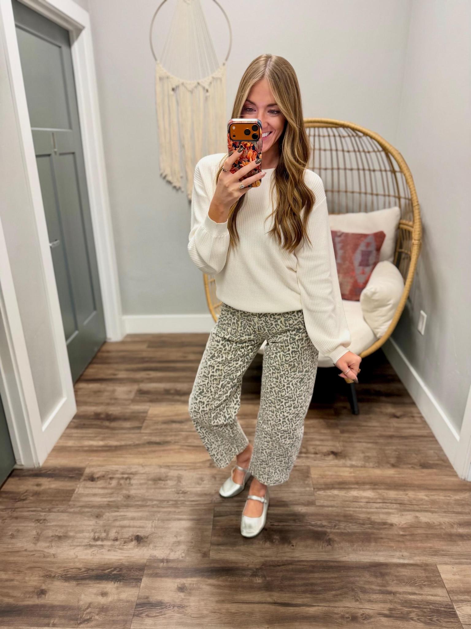 KYLIE IVORY THERMAL LONG SLEEVE TOP