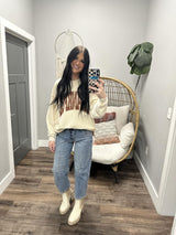 CREAM THANKFUL CORDED CREW SWEATER TOP