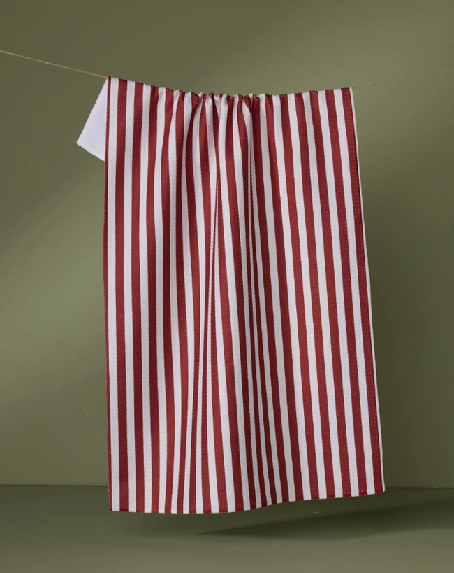 GEOMETRY RED RIBBON TEA TOWEL