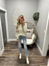 LILLIAN CREAM KNIT SWEATER SLEEVE TOP