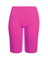 FUSCHIA RIBBED BIKER SHORTS