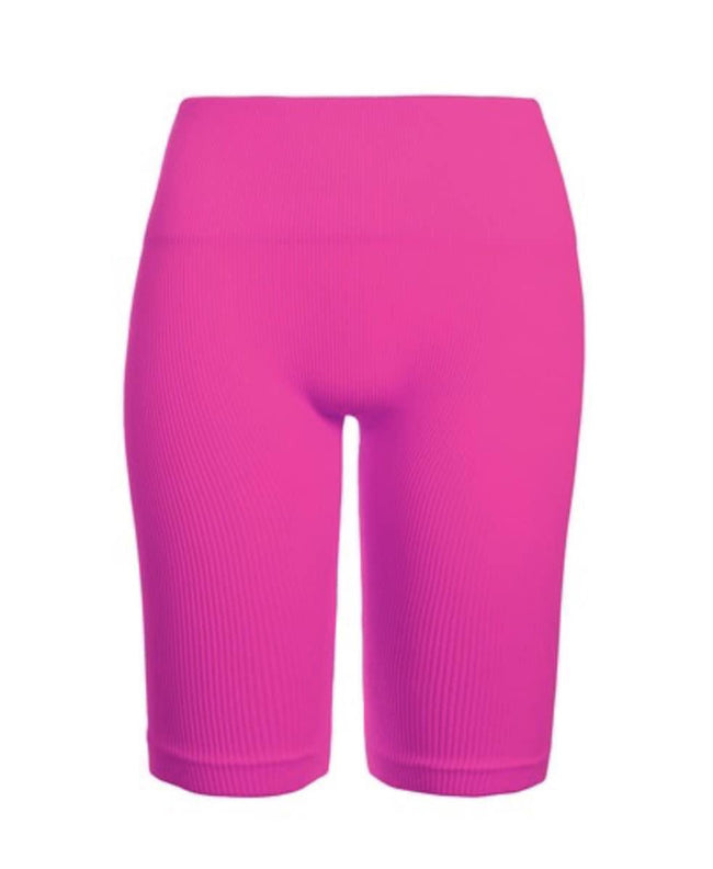 FUSCHIA RIBBED BIKER SHORTS