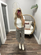 OPAL NEUTRAL ZEBRA PRINT BARREL JEANS