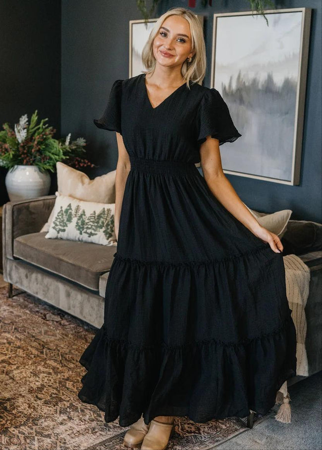 THE TAYLOR IN BLACK MIDI DRESS