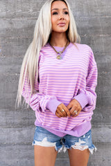 ORCHID STRIPE UNIVERSITY PULLOVER