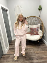 PAIGE BABY PINK STRIPE MOCK NECK SWEATER TOP