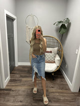 LIZZY MOCHA TEXTURED TANK TOP