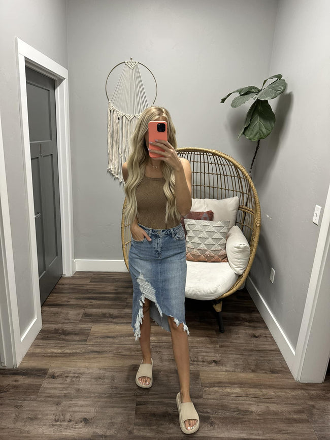 LIZZY MOCHA TEXTURED TANK TOP