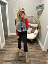 MAKEL FLORAL QUILTED DENIM VEST