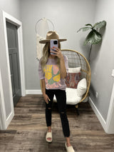 LAVENDER WASHED WILD FLOWER GRAPHIC TEE