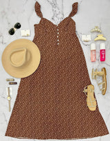 CLAIRE ESPRESSO AND ROSE FLORAL HENLEY TANK DRESS