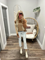 SELENA CAMEL COLORBLOCK SWEATER TOP