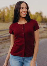 STUDIO CARDIGAN IN POMEGRANATE TOP