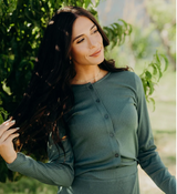 JULIE EVERGREEN POINTELLE BUTTON FRONT CARDIGAN TOP