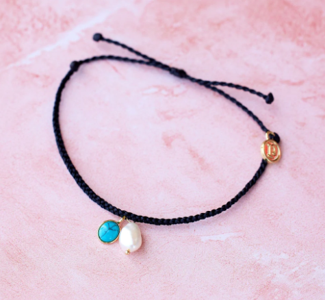 PURA VIDA PEARL & TURQUOISE CHARM BRACELET