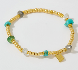 PURA VIDA GOLD BEAD AND STONE CHIP BRACELET