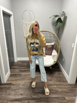 MUSTARD COUNTRY ROADS GRAPHIC CREW SWEATERS