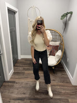 LORI CREAM PUFF SLEEVE LACE DETAIL BLOUSE