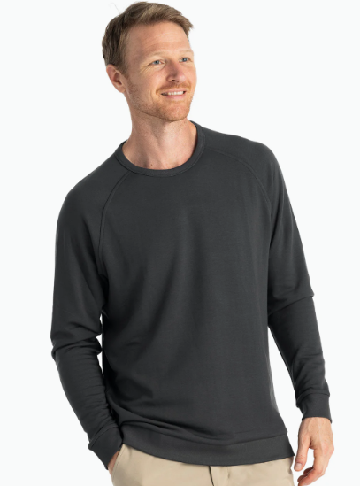 MENS FREE FLY BLACK SAND BAMBOO LIGHTWEIGHT FLEECE CREW