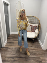 KINSLEY SKY TAUPE MULTI STRIPE SWEATER CARDIGAN TOP