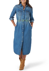 WRANGLER PEARL SNAP BUTTON UP DRESS