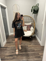 WASHED BLACK ROCK & ROLL T SHIRT DRESS