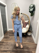 UNITY CAP SLEEVE JUMPSUIT POWDER BLUE