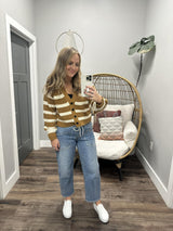 AUDREY CAMEL STRIPE SWEATER CARDIGAN TOP