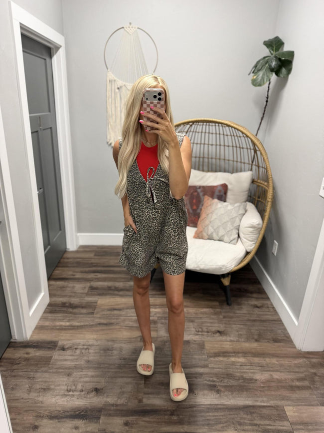 SAVANNAH LEOPARD DENIM ROMPER