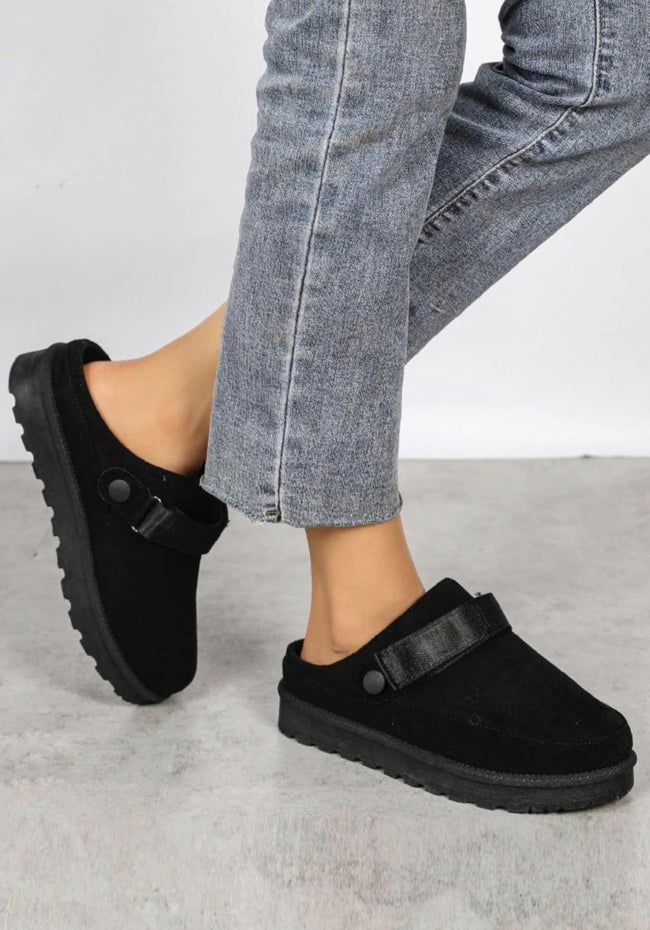 BLACK FRIDAY BLACK SUEDE FUR LINED CLOG DUPE *FINAL SALE*