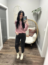 HALLIE MAUVE STITCH HENLEY TOP