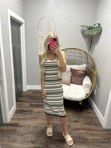 LILY NEUTRAL STRIPE KNIT TANK DRESS