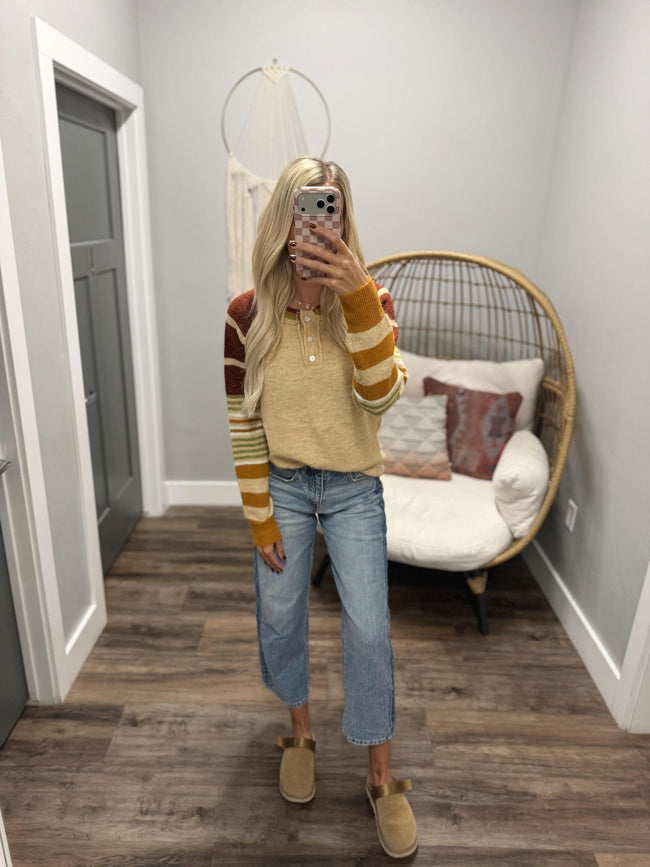 BOBBI HENLEY MULTI STRIPE SWEATER TOP