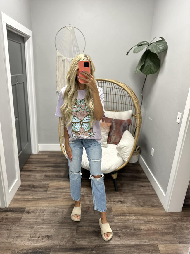 RVCA SOCIAL BUTTERFLY LAVENDER TEE