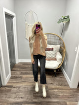 ALEXIA RUST WASHED POCKET KNIT SWEATER TOP